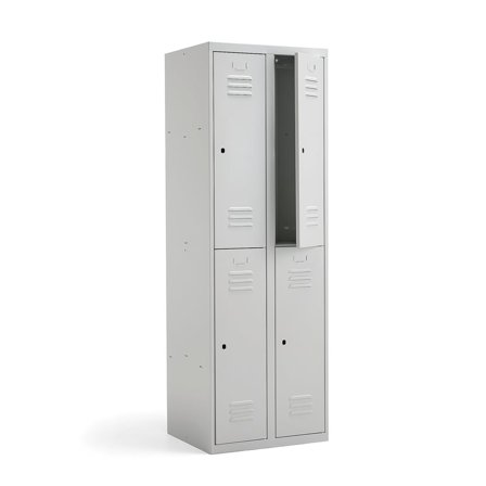Fächerschrank CAMPUS, 2 Module, 4 Türen, 1800 x 600 x 500 mm, hellgrau
