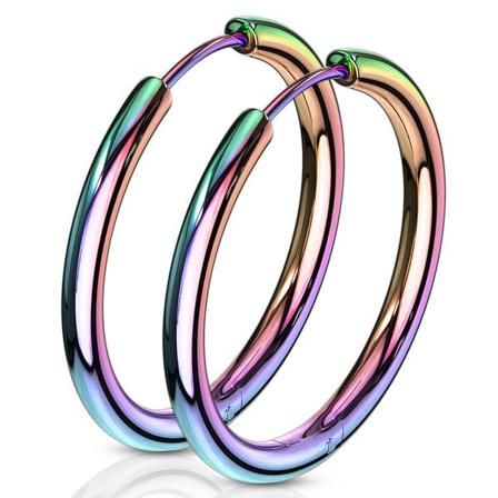 1 Par25 Mm Hoops Örhängen I Regnbågsfärgad 316l Kirurgiskt Stål