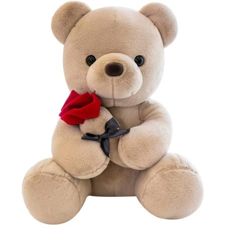 Teddybjørn Teddybjørn med Rose, (35cm, Brun) Sød Plyslegetøj Bea
