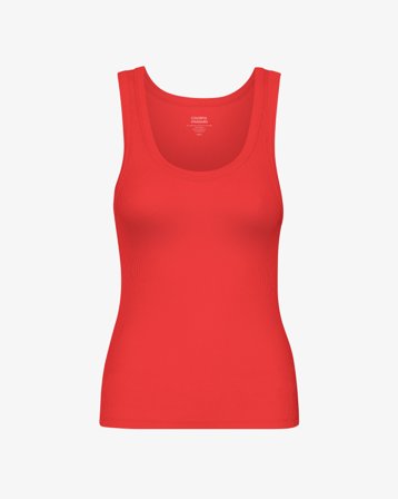 Women Organic Rib Tank Top - Red Tangerine XS