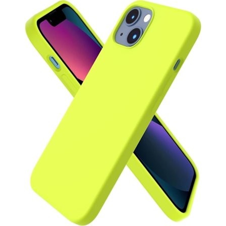iPhone 13 Deksel, Flytende Silikondeksel for 6,1 tommer iPhone 13, Ultratynt Deksel, Full Dekning Støtsikkert Beskyttende Mykt Deksel Fluorescerende 