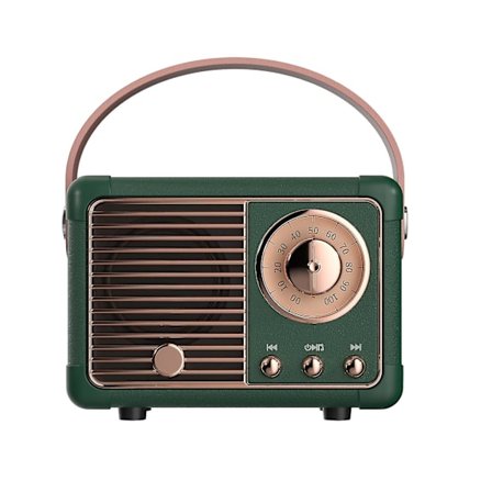 Th 1950-luvun kannettava retrotyyliin pyörivä radio - Vihreä (1 kpl)