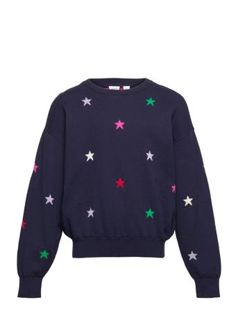Kids Print Crewneck Sweater Sweatshirt Trøje Blå GAP