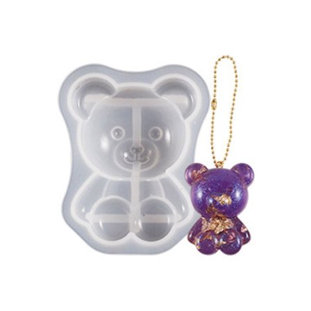 Semi-tredimensionell björn silikonform nyckelringhänge kristall epoxiharts