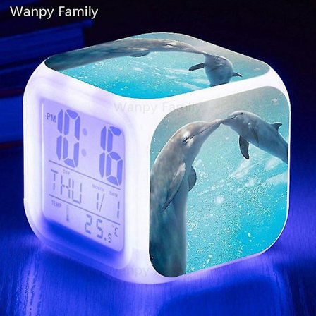 Otwoo 2023 New Dolphin Väckarklocka Barnrum Wake Up Timer Touch Flash Liten nattlampa Skrivbordsklocka Presenter för student och barn