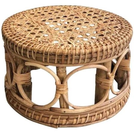 Flettet blomsterstativ, håndlavet planteholder blomsterstativ stativ hylde vintage vævet rattan rund plante skammel trin skammel til indendørs 