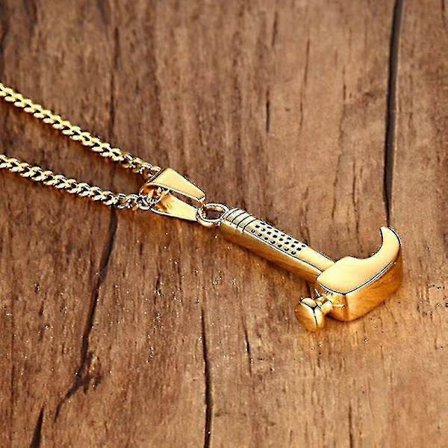 Halskæde med hammer vedhæng i rustfrit stål guld til mænd, reparatør smykke gave halskæder smykker til mænd kvinder