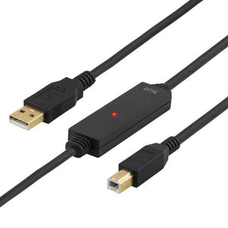 Deltaco PRIME USB 2.0 cable Type A male - Type B male, active, 5m, black