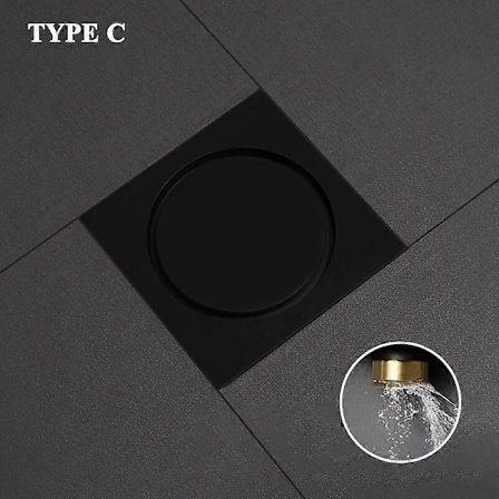 Sort messing 10 X 10 CM brusebundsafløb vaskerum badeværelse usynligt afløbsdæksel firkantet spild bund afløbsrør renserør