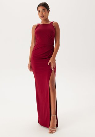 Bubbleroom Occasion - Square Neck Slit Maxi Dress - XXS