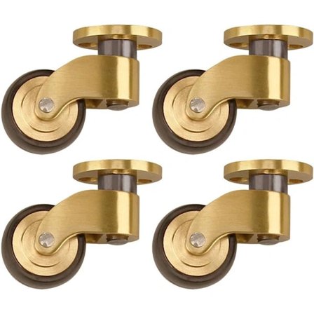 360 graders drejelige møbelhjul i messing, sæt med 4 lydløse hjul med monteringsskruer, kraftige ruller til sofabord, klaver/stativ Ho[GKS]