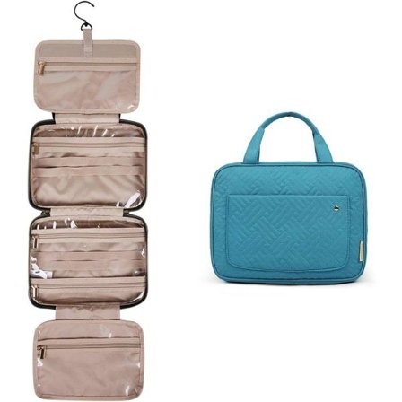 Stor Necessär Hängande Resenecessär för Toalettartiklar Dam Kosmetikaväska för Behållare i Full Storlek, Havsblå