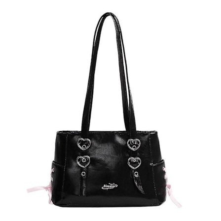 Axelväska för kvinnor, stilren handväska, ryggsäck med stor kapacitet, pendlingsväska, söt rosett, crossbody-väska för pendling, vit