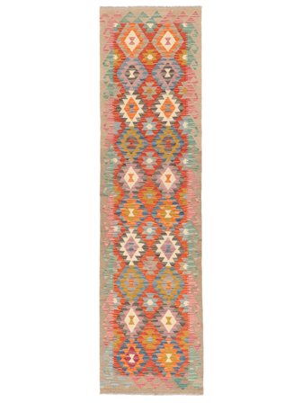 Kilim Afghan Old Style Rug Hand Woven 79X296 Runner Brown/Red Afghanistan