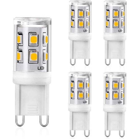 G9 LED 2W, 20W 25W G9 Halogen Ækvivalent, 200lm Varm Hvid 3000K G9 LED Pære Lampe, AC 220-240V, Pakke med 5, Energiklasse F