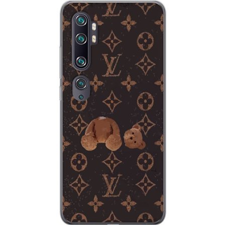 Kompatibel Mobilcover til Xiaomi Xiaomi Mi Note 10 Luksuriøst monogrammønster med knust bamse i mørk modeæstetik