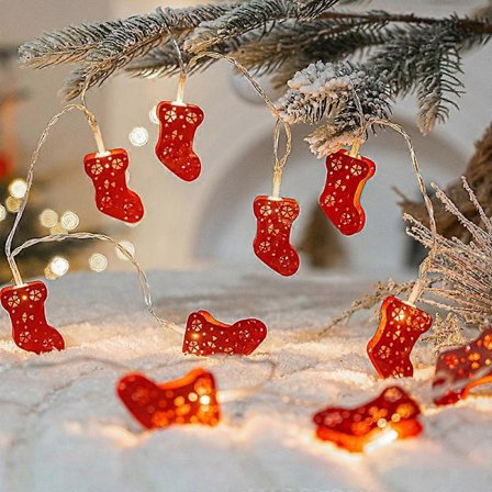 Joulukoriste rauta LED-valoketju myymäläkoristelu asettelu joulukoristeet joulukuusenkoristeet riipukset punaiset sukat