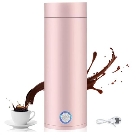 Bærbar kedel - 5 minutters hurtigkogning, 400 ml varmtvandskedelflaske sikker elektrisk opvarmning rustfrit stål rejsekedel til te, kaffe
