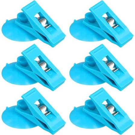 6 stk. sugekopclips, bruseforhæng anti-stænkclips runde sugekop med clips til at forhindre vandstænk vindfast vægsugekrog (blå)