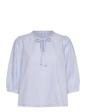 Bubbleroom Bow Blouse Blå