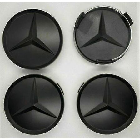 Mercedes matt svart centrum nav aluminiumfälgar lock 75mm set om 4 st