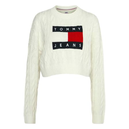 Tommy Hilfiger, Round-neck Knitwear Beige, Dames, Maat:M