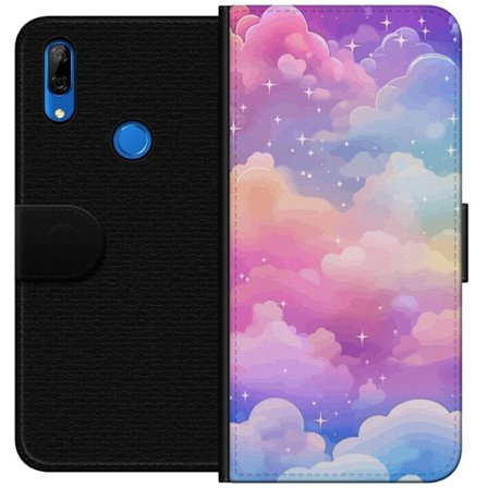 Kompatibel Tegnebogsetui til Huawei P Smart Z Sød enhjørning med regnbuehår mod en stjerneklædt pastelbaggrund i kawaii-stil