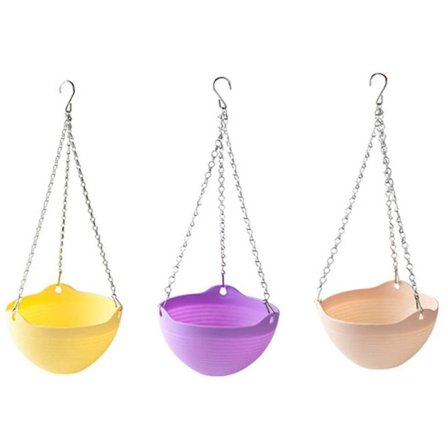 Plast hängande planter 3 st serie hängande korg inomhus utomhus rund växtkruka gräs orkidé rotting planter