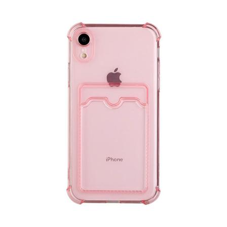 Iphone Xr Stöttåligt Skal Med Korthållare - Rosa Rosa