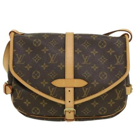 Louis Vuitton Vintage, Pre-owned Saumur Monogram Messenger Bag Bruin, Dames, Maat:ONE Size,leer