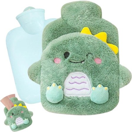 ING Vattenflaska för Varmt Vatten, Varmvattenflaskor, Mini Vattenflaska i Silikon med Plyschöverdrag, Säker, Hållbar och Återvinningsbar, Lämplig för 