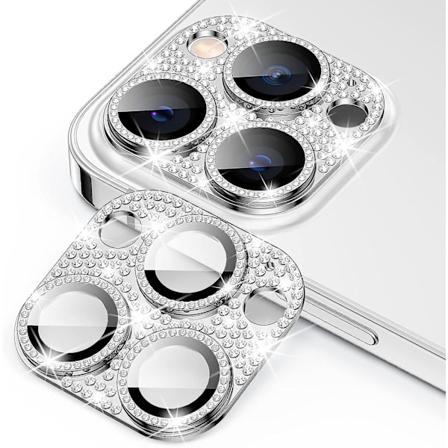 2 stk kamerabeskytter kompatibel med iPhone 14 Pro Max og iPhone 14 Pro, glitter diamant linsedeksel