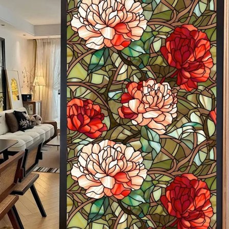 45*100cm ikkunakalvo pioni värillinen lasi-ikkuna tarrat yksityisyyden suoja kalvo DIY ikkuna tarrat lasikalvo