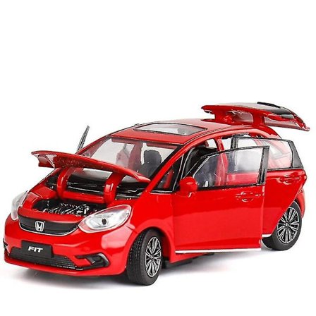 1/32 Honda Fit Jazz Sport Diecast Modellbil med åpningsbare dører, lyd og lys, lekegave til barn