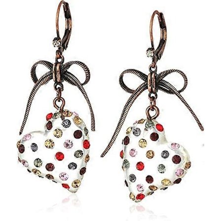 Retro kreative sløjfe transparente ferskenhjerte flerfarvede ædelstens øreringe kvinder