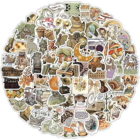 Vintage klistermærker minimalistisk abstrakt stregkunst dekoration, retro vinyl æstetiske klistermærker pakke, laptop skateboard computer telefon 