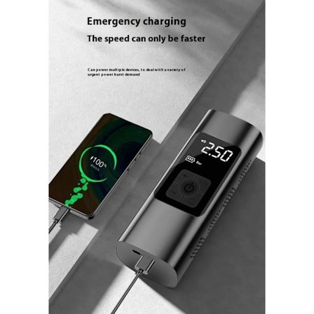 Sort cykelpumpe, luftcykelpumpe med digital trykmåler, trådløs luftkompressor til bil, cykel, motorcykel, bold