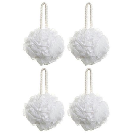 4 duschbollar, supermjuk duschblomma, anti-stänk badkar, bubbelnät, ryggduk