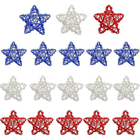 18 stk. 4. juli Stjerneformede Rattan Kugler Dekoration