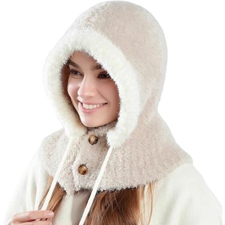 Strikket elefanthue med hætte og fleeceforing Fuld hals- og hovedbeskyttelse som kraniehætte til koldt vejr udendørs aktiviteter og vintersport