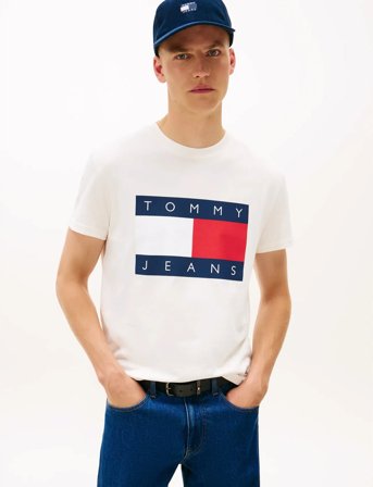 Tommy Jeans Tjm Reg Big Flag Ss Tee Ext - White - L