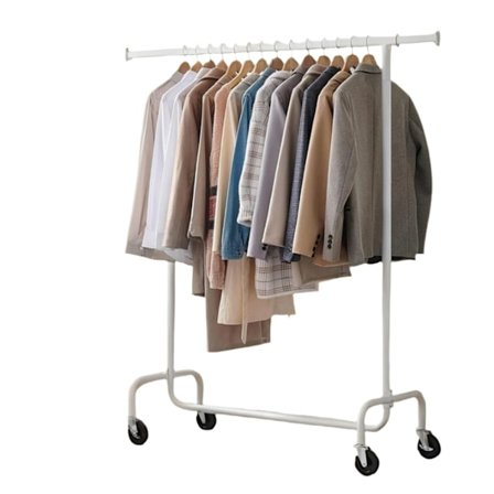 Rootzin vaatekauppa rullilla - Cloakroom Stand - Puke -Out Cloy Rail - Max 130 kg: n kapasiteetti - 45x (110-150) x160 cm - Matt White Steel