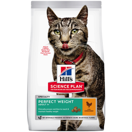 Hills Science Plan - Hills Science Plan Feline Adult Perfect Weight Chicken - Dry Cat Food 2,5 kg - Katt - Kattefôr & kattemat - Tørrfôr for katt - 