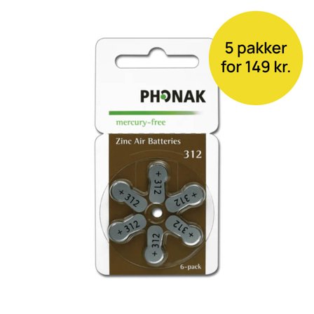 Phonak 312 batteri