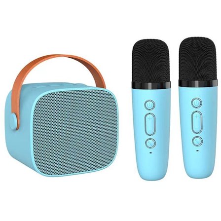Mini Karaoke-laite - 2 mikrofonilla (sininen)