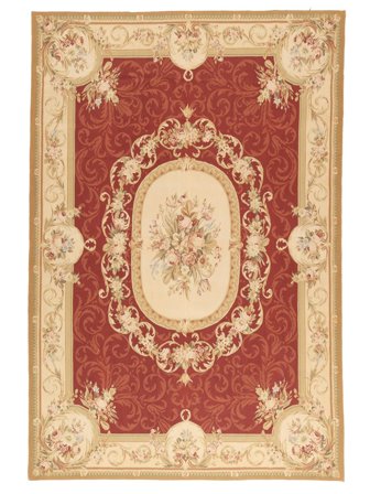 Tessuto A Mano Aubusson - Tappissere 211X318 Tappeto Di Lana Arancione/Rosso Scuro