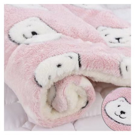 Tjocka Pet Bed Mat Mjuk Bekväm Pet Flanell Filt Winter Warming Pet Pad Pink Bear Head
