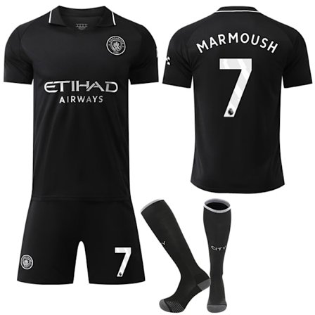 25-26 Manchester City F.C. Vieraspaidat NO.7 MARMOUSH Paidat Lapset Aikuinen Jalkapallovarusteet Sukkien Kanssa NO.7-FA-