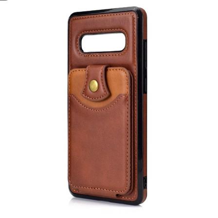 TG Samsung Galaxy S10 - Robustt Deksel med Kortholder Mørkebrun