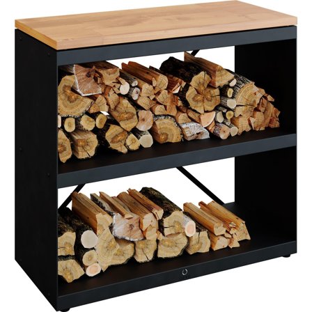 OFYR Wood Storage Dressoir Black Förvaringshylla svartlackerat stål, arbetsskiva i gummiträ, Utemöbler